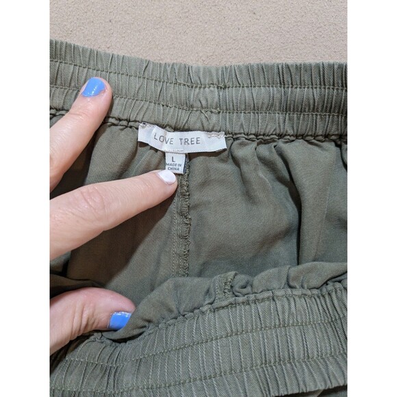 Love Tree Women's Tencel Pants Cargo Joggers Green Drawstring Pull On Size L - Picture 3 of 9
